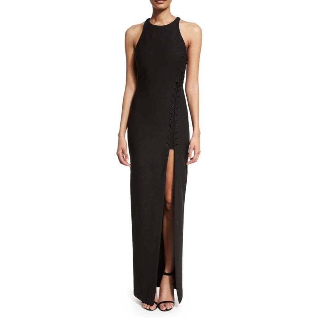 Elizabeth & James Size 0 Amaya Sleeveless Maxi Dress High Slit Euc Black